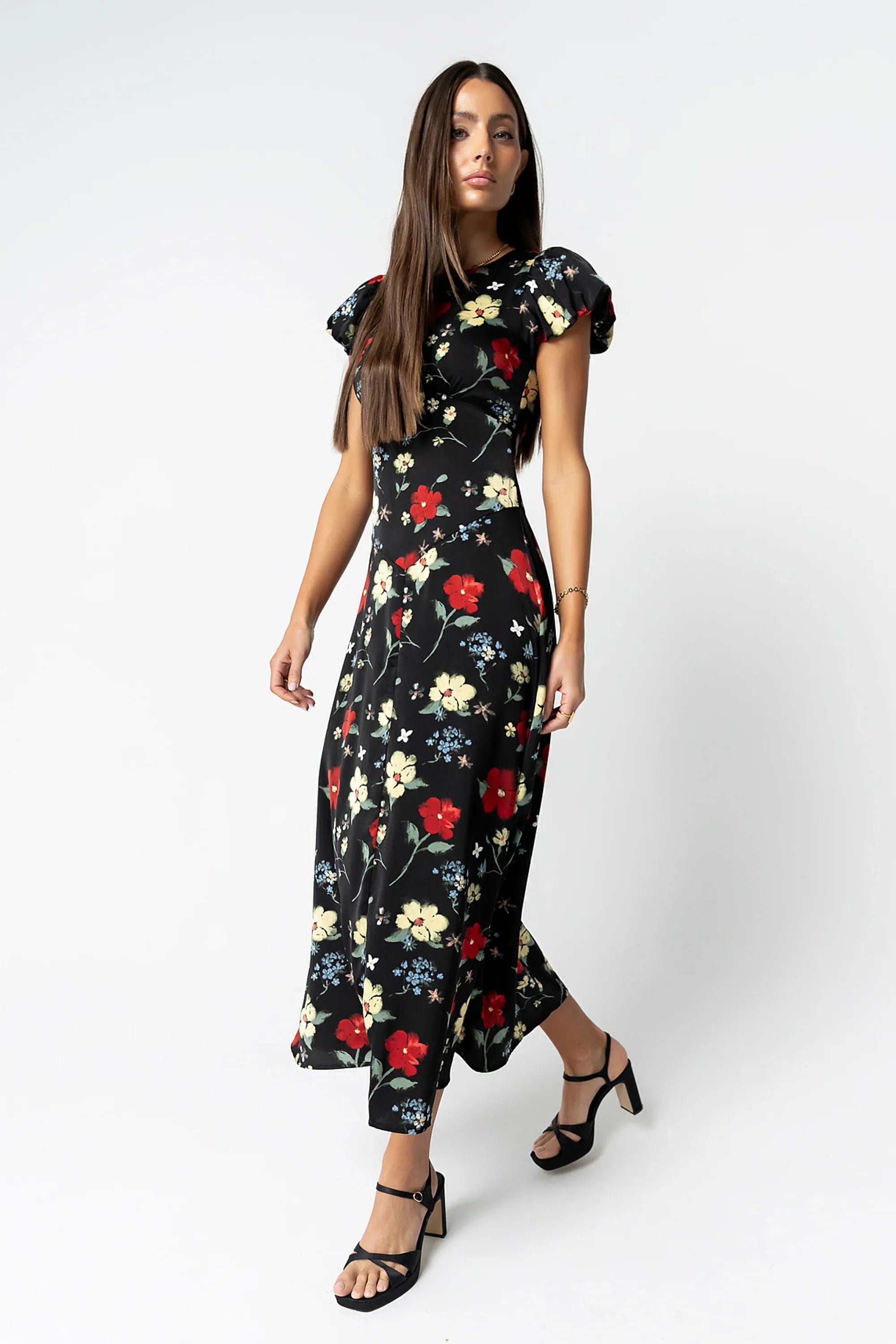 Jenna Floral Maxi Dress in Black