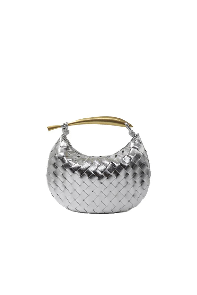 Womens Woven Dumpling Clutch Bag