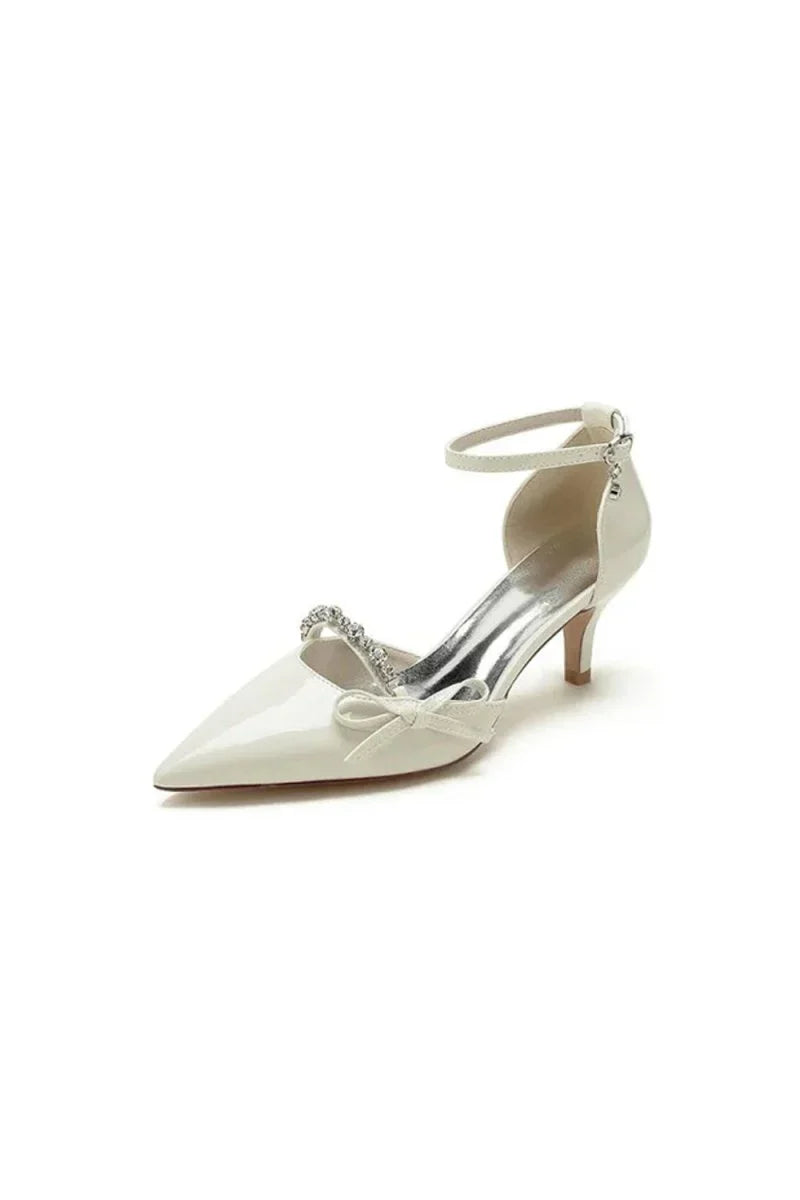 Patent Leather Mirror Finish With Rhinestone Pointed Toe Stiletto Heel