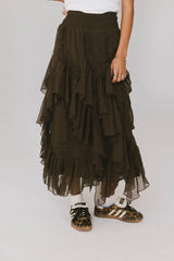 Emerson Ruffled Maxi Skirt in Brown FINAL SALE