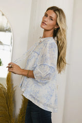 Madison Floral Blouse in Blue FINAL SALE