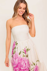 CAUGHT IN THE BREEZE STRAPLESS FLORAL MAXI DRESS