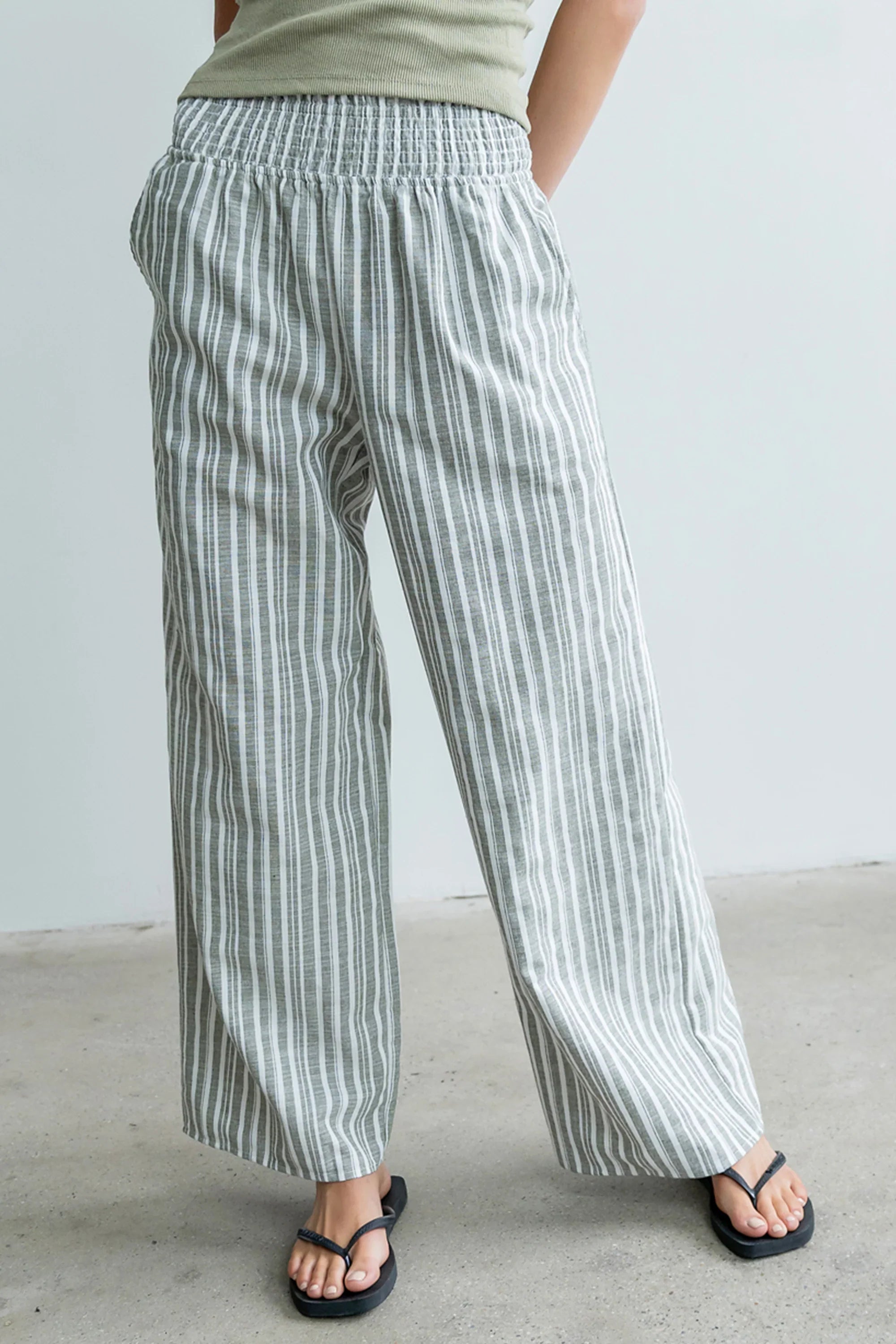 Indiana Striped Pants in Olive