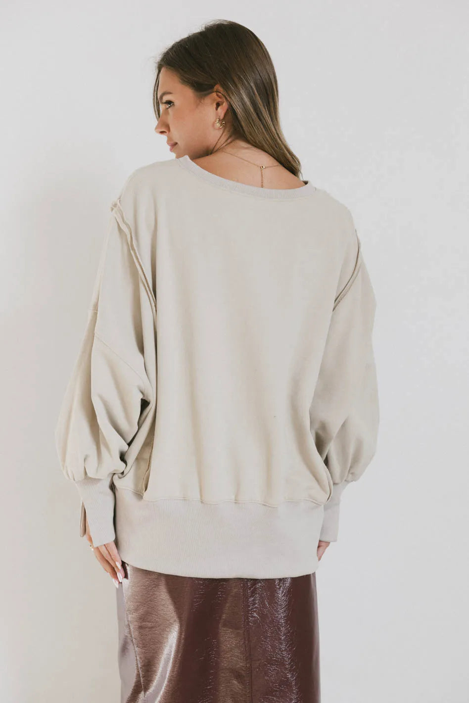 Varsity Distressed Top in Sand FINAL SALE