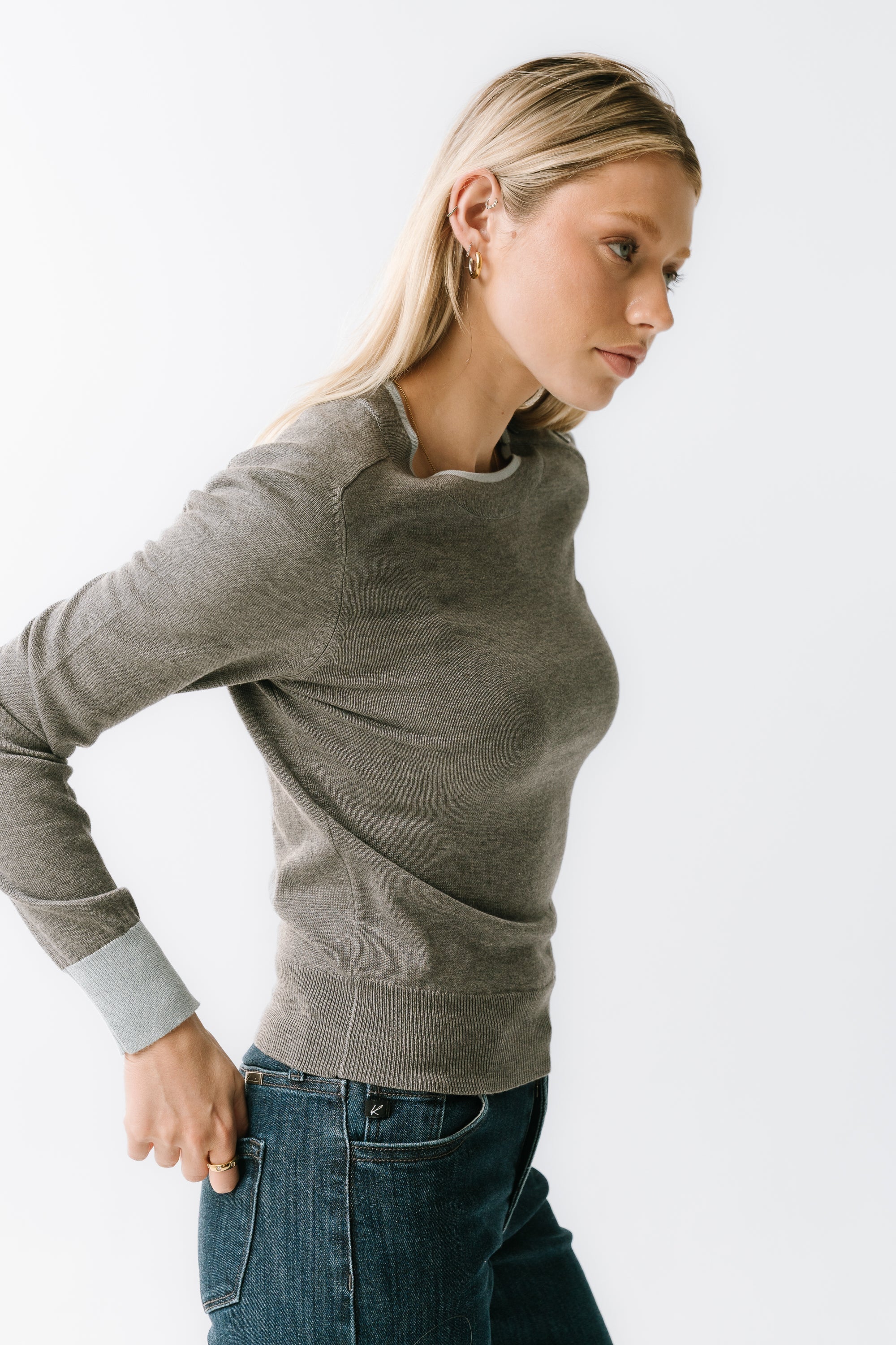 Rustin Contrast Sweater in Grey FINAL SALE