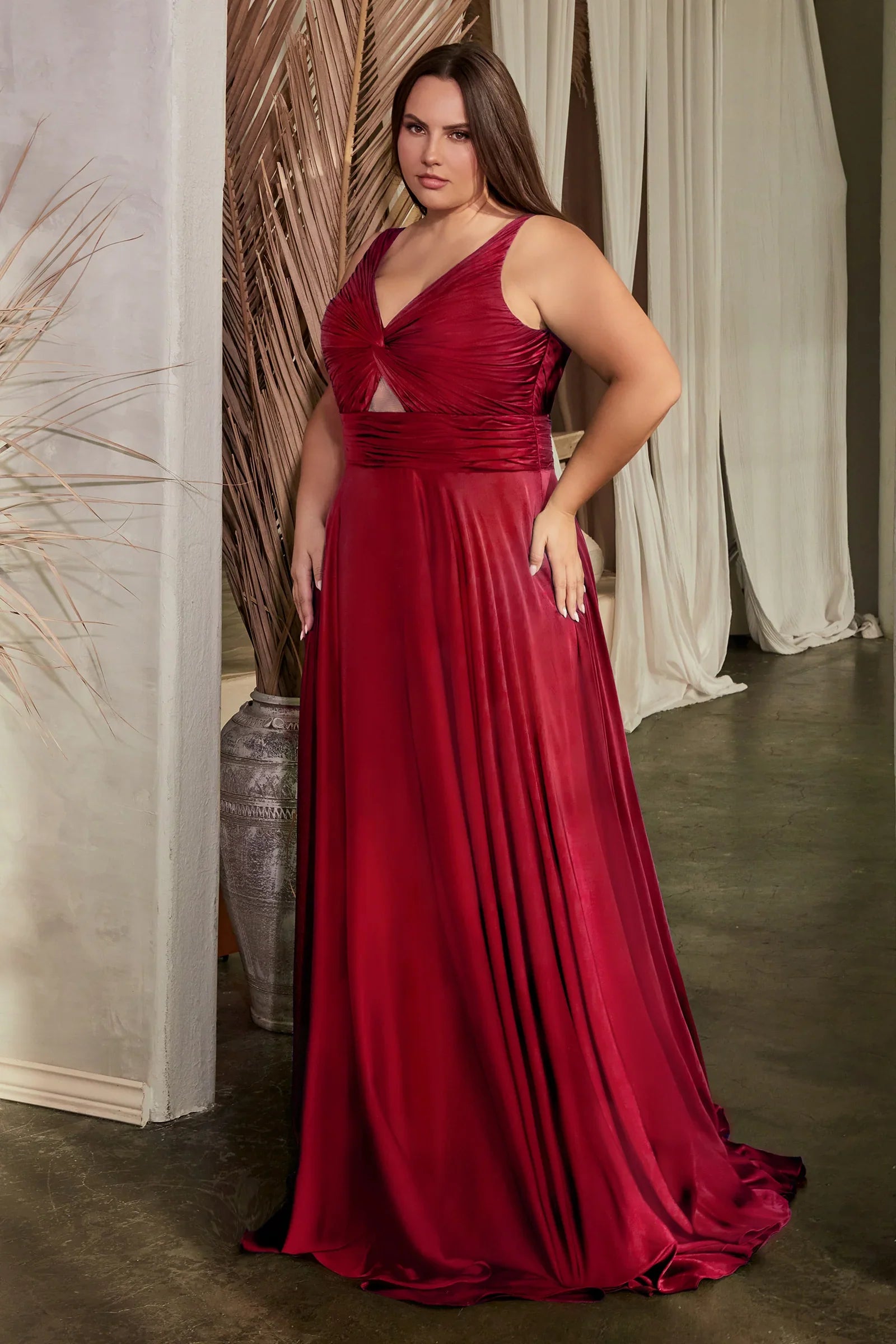Marlena Gown A Line Keyhole Soft Satin Dress
