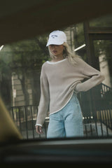 Mandy Contrast Sweater in Tan FINAL SALE