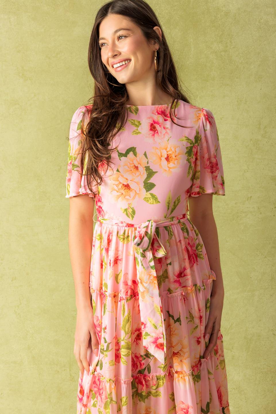 CARRIAGE RIDE ROMANCE PINK FLORAL MAXI DRESS