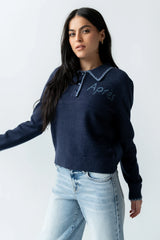 Apres Knit Sweater in Navy FINAL SALE