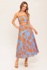 APRICOT SUNSET CUT OUT MIDI DRESS