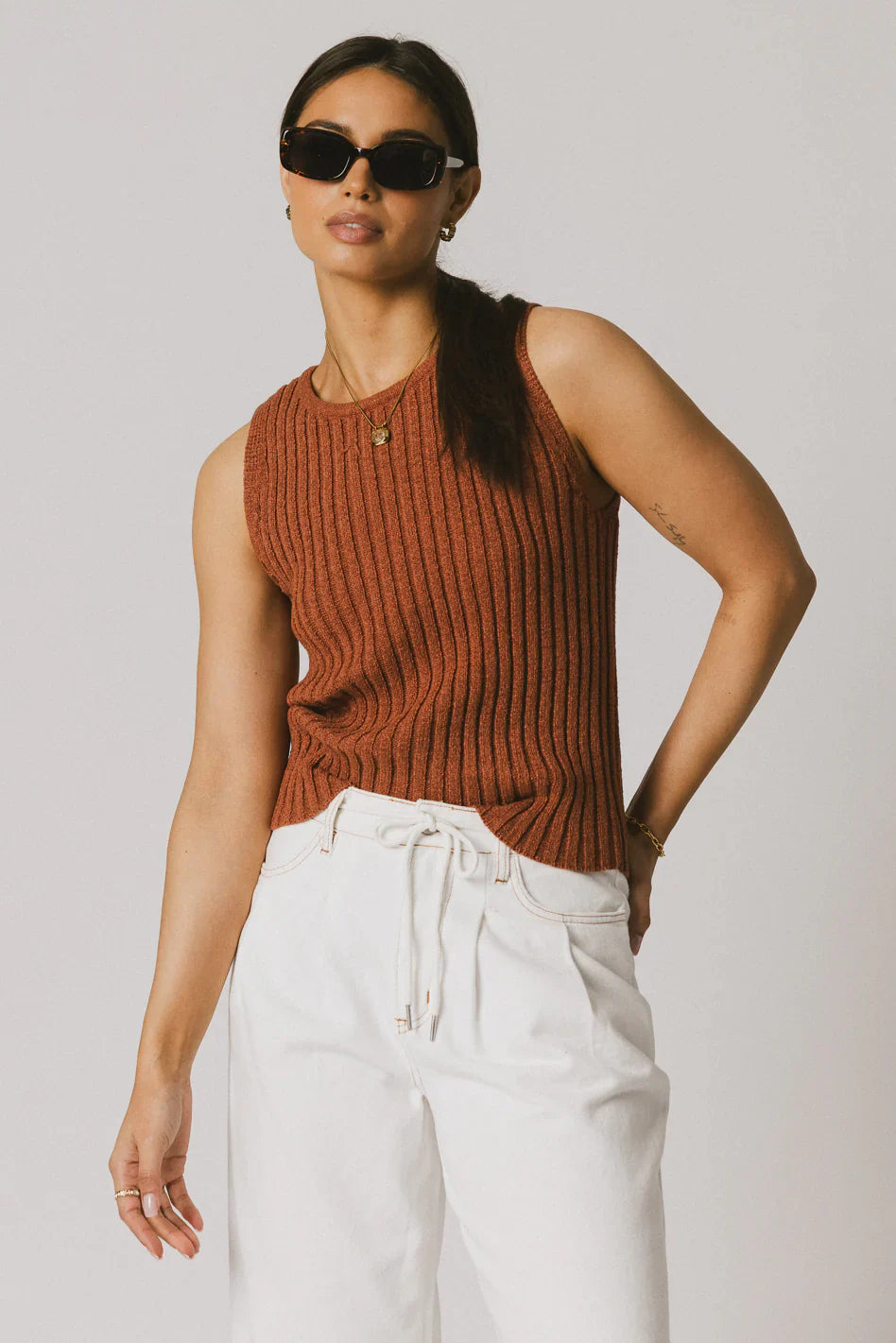 Riley Ribbed Top in Clay FINAL SALE