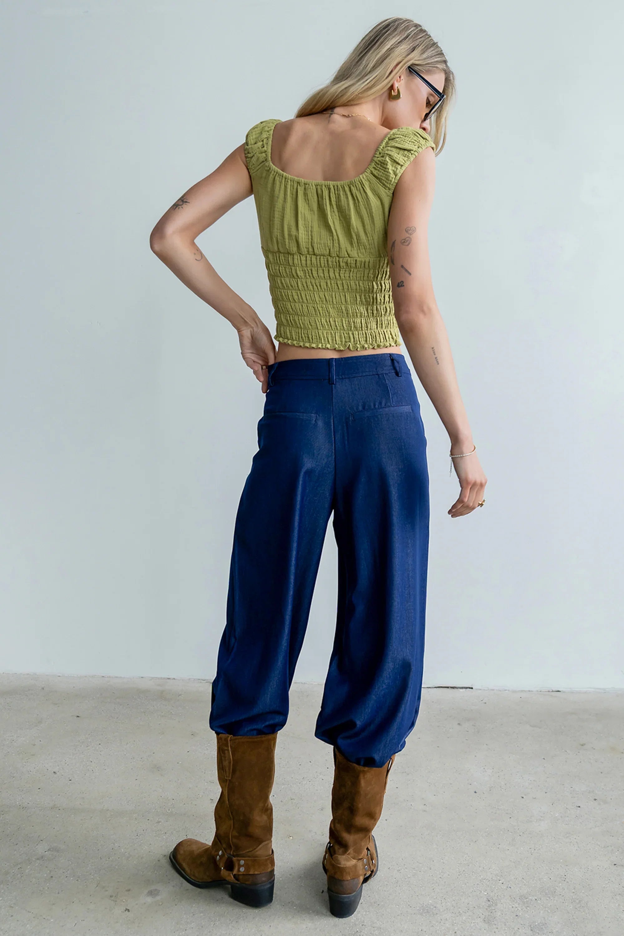 Morgan Smocked Top in Green