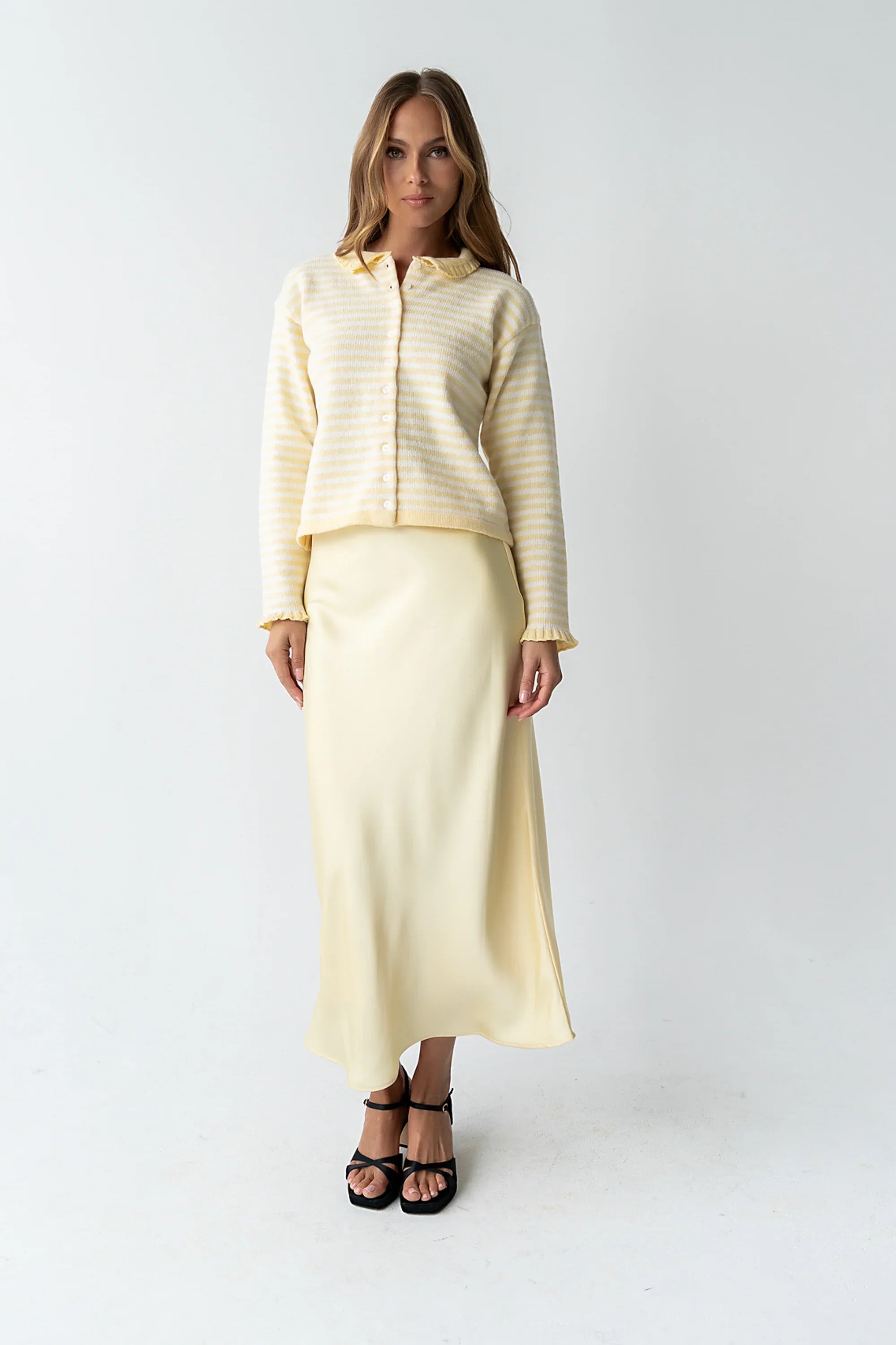 Brenna Striped Cardigan in Yellow