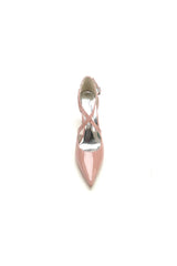 Rose Pink High Heels with Crossed Straps and Metal Buckle U22014 108