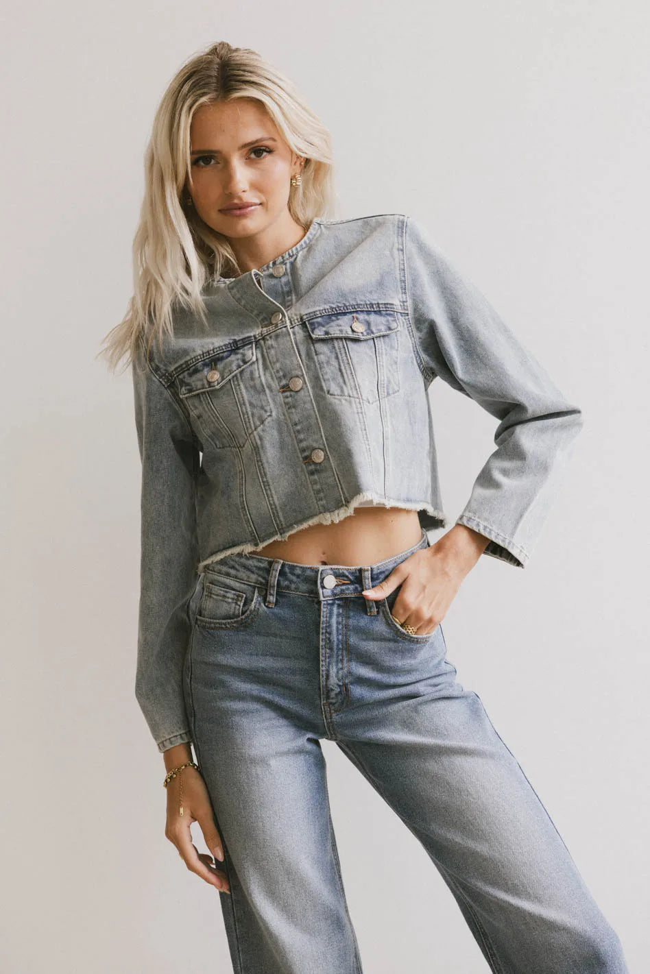 Marlowe Cropped Denim Jacket FINAL SALE