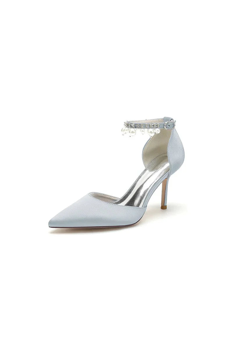 Pointed Toe Wedding Heels with Pearl Tassel