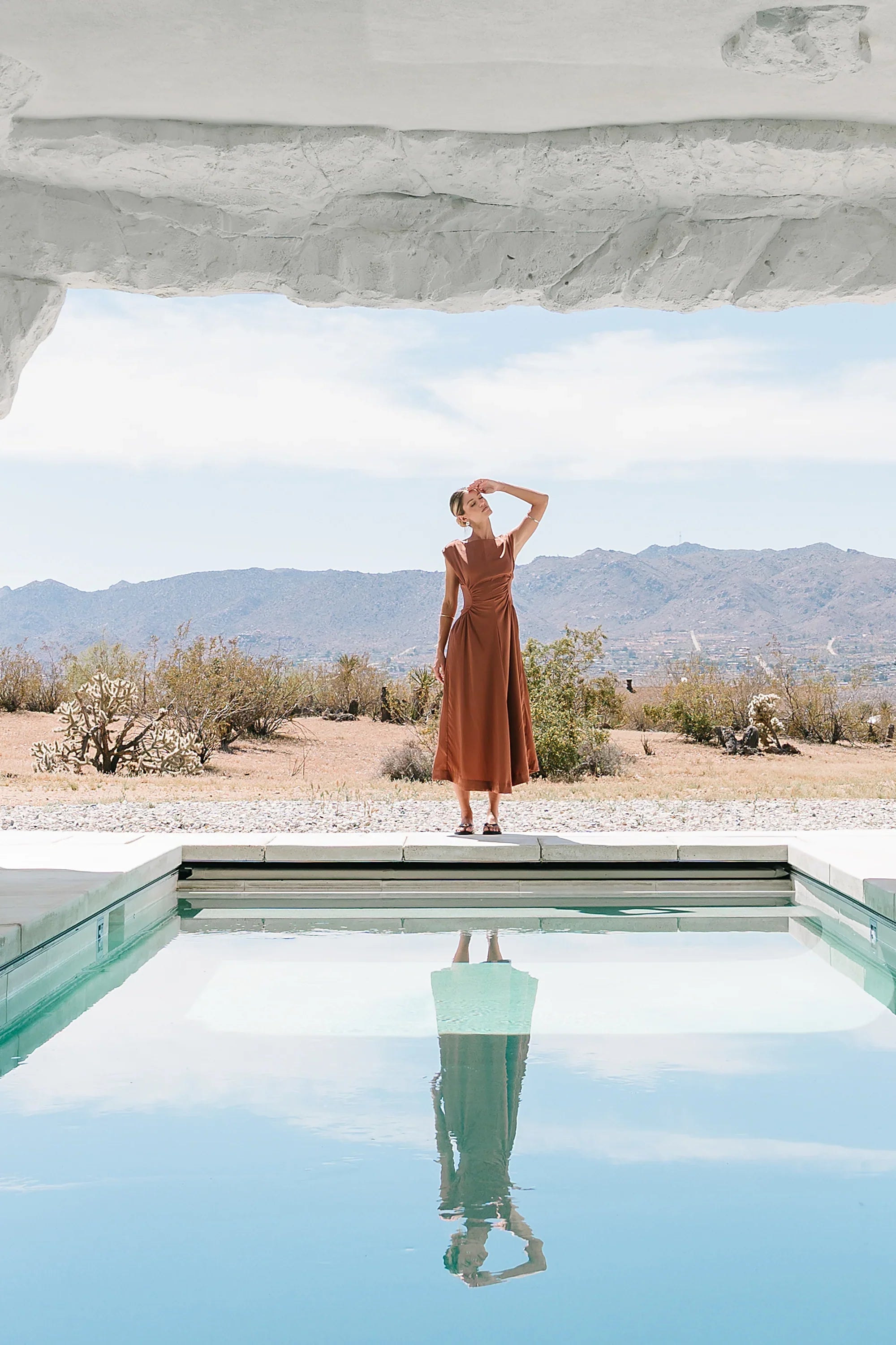 Nora Midi Dress in Terracotta