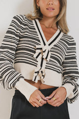 Kiara Striped Cardigan in Oatmeal FINAL SALE