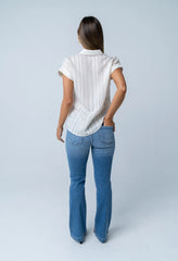 Darian Striped Button Up in Cream