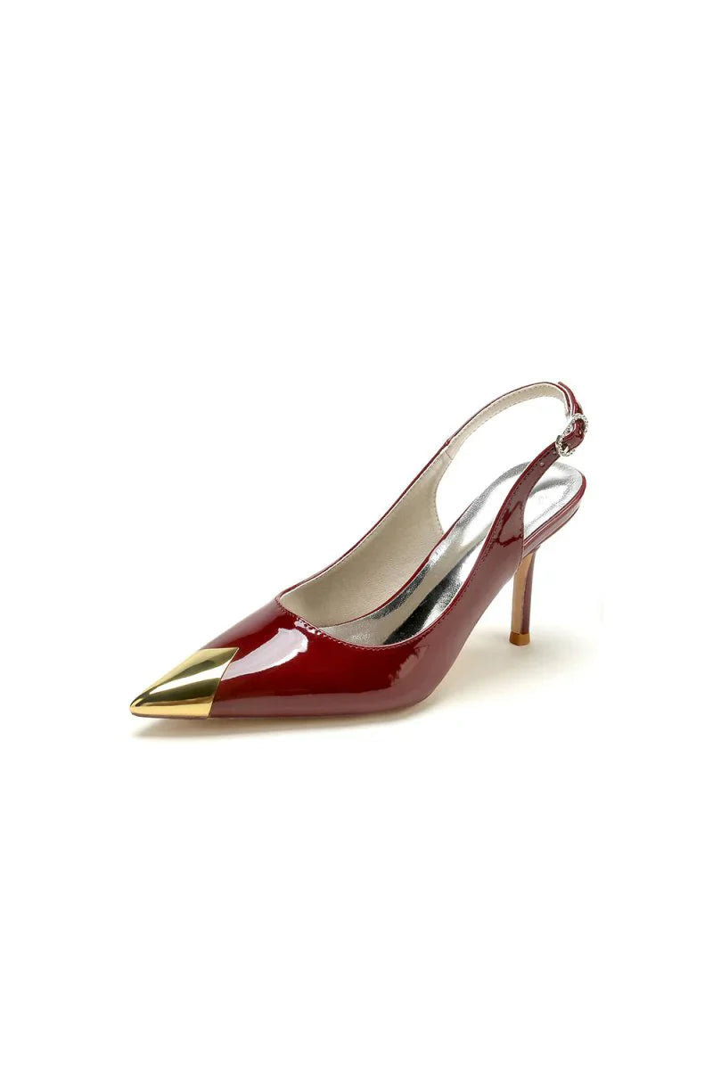 Glitter Crystal Slingback Wedding Heels Pointed Toe Stiletto Bridal Shoes