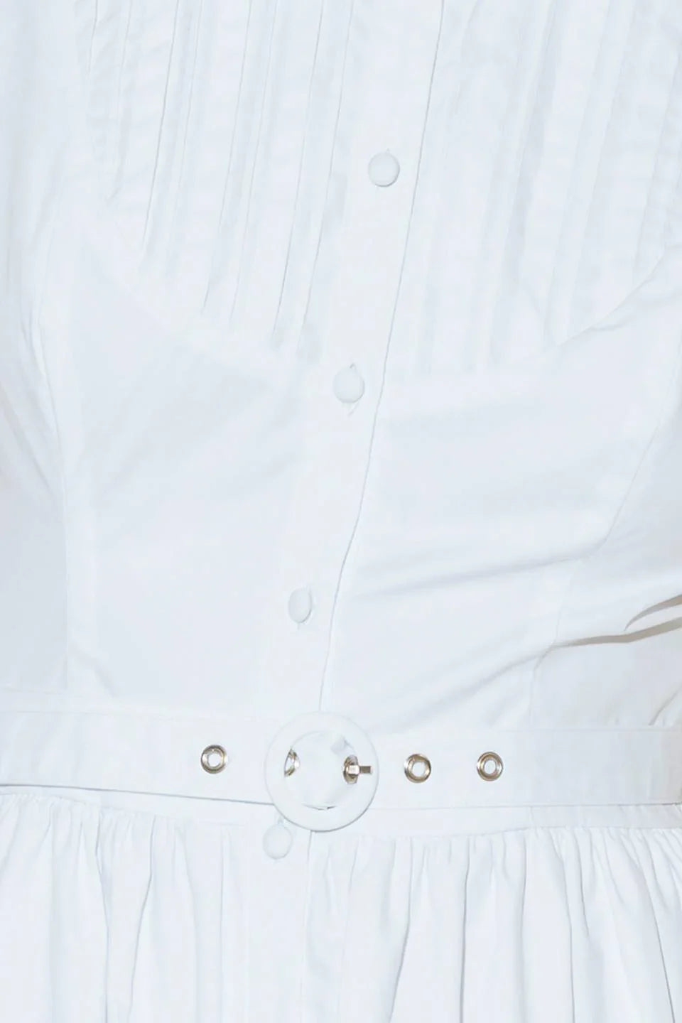 NORTH EAST MIDI White Cotton Pintuck Midi Shirt Dress