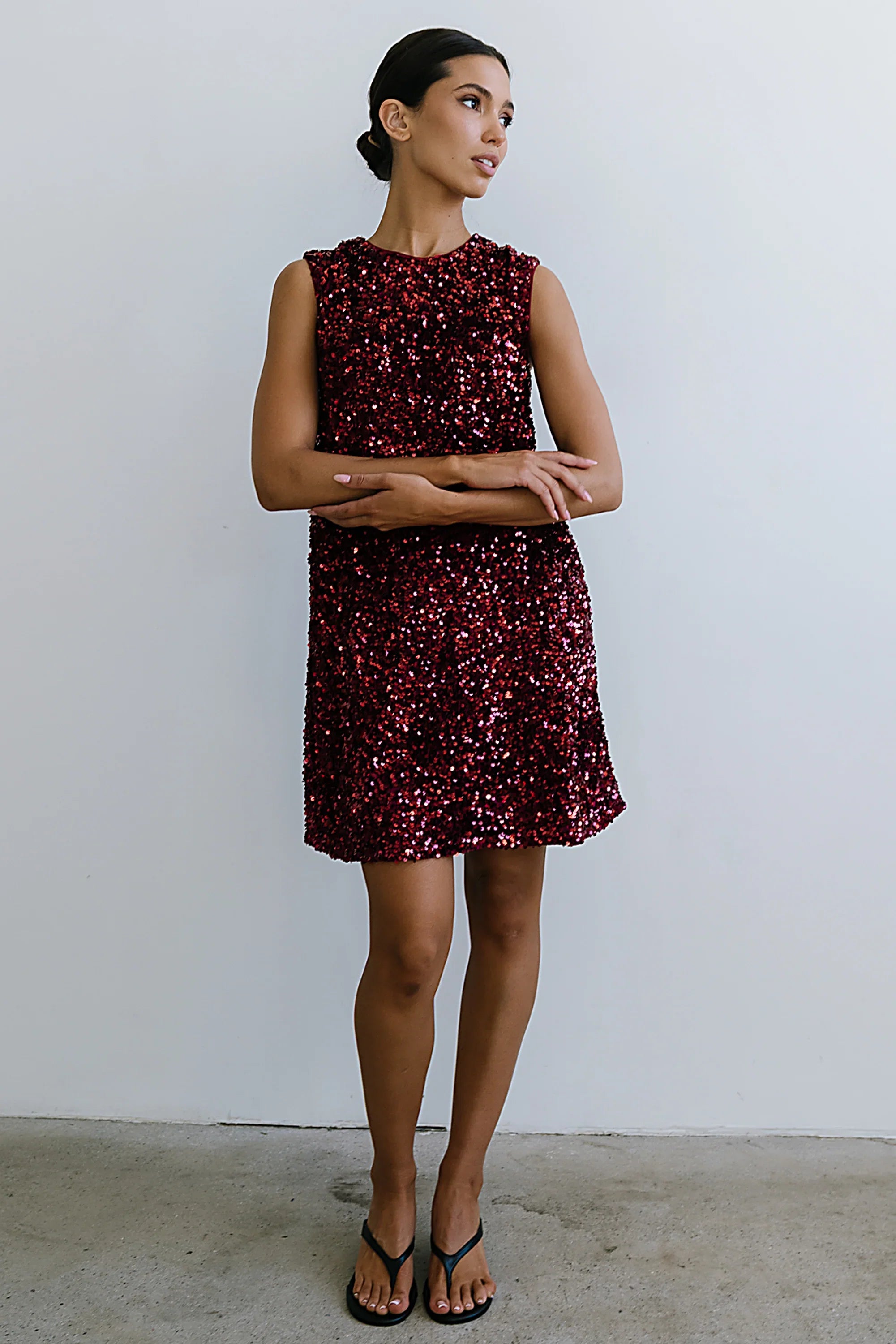 Bessie Sequin Mini Dress in Burgundy FINAL SALE