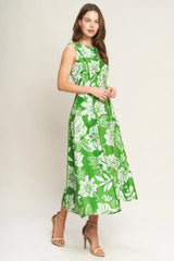 GARDEN GODDESS GREEN MIDI DRESS FINAL SALE