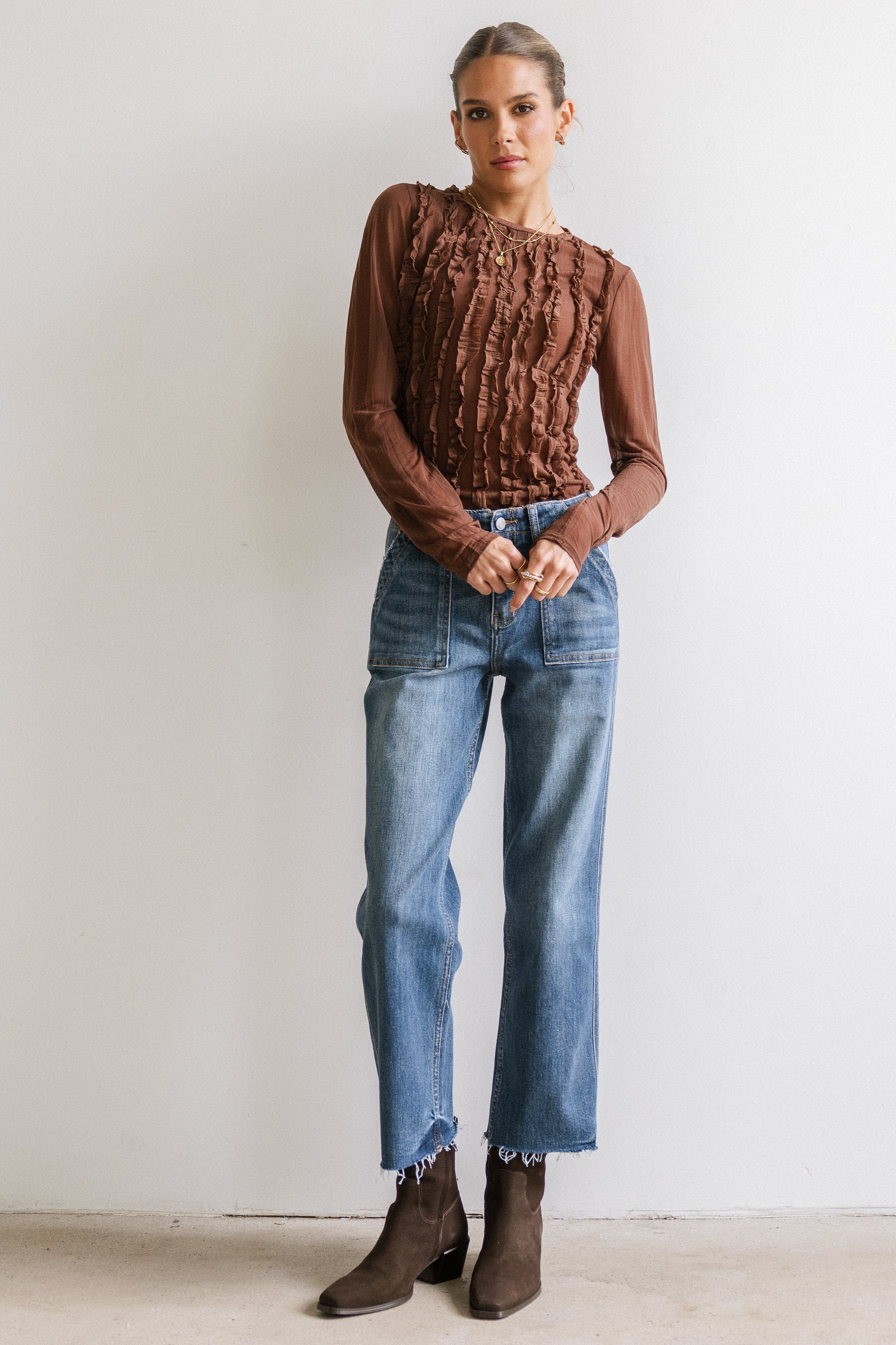 Marie Sheer Top in Brown FINAL SALE