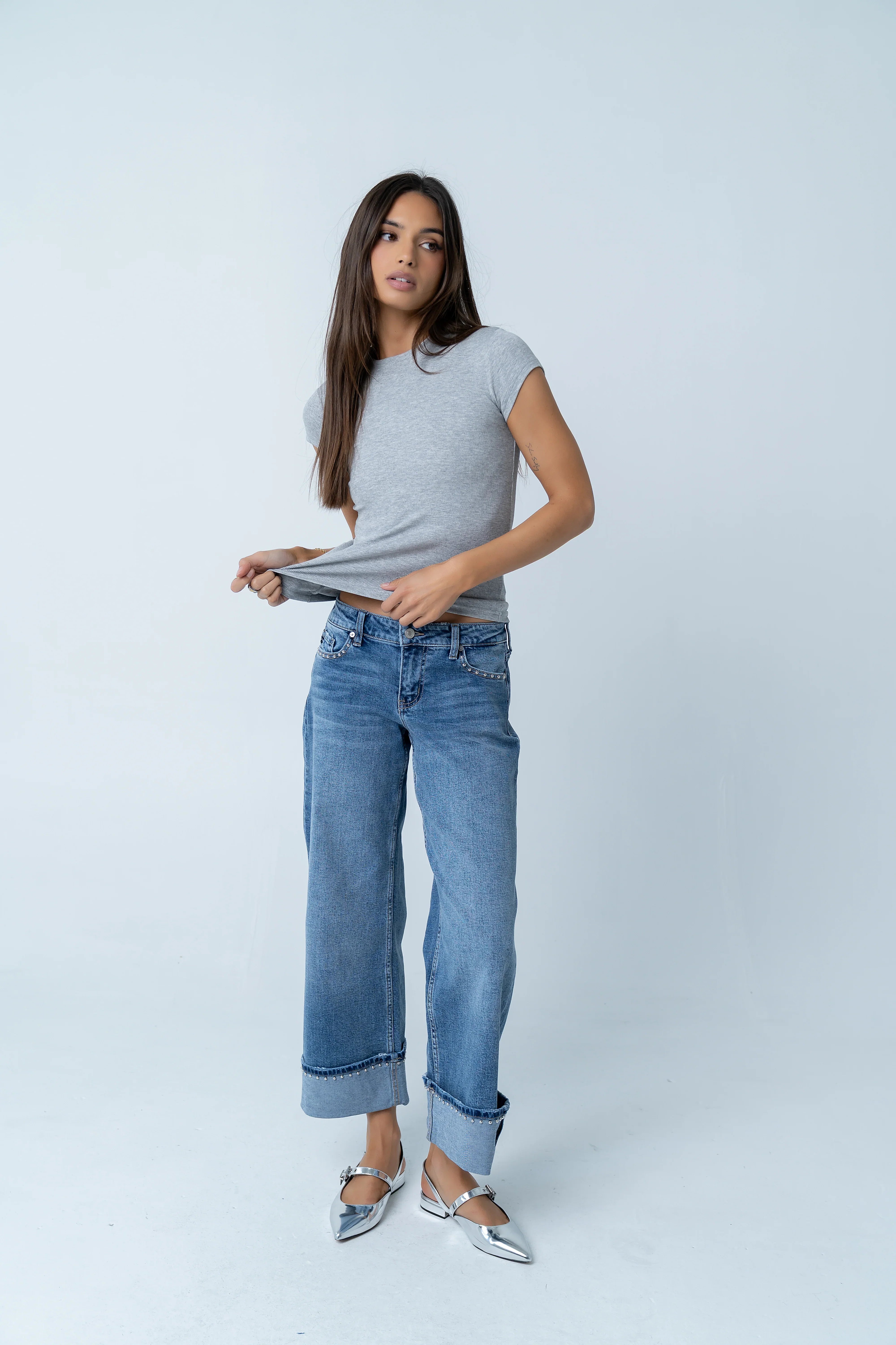 Rika Studded Wide Leg Jeans