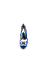 Peep Toe Slip on Stiletto Heels With Rhinestone