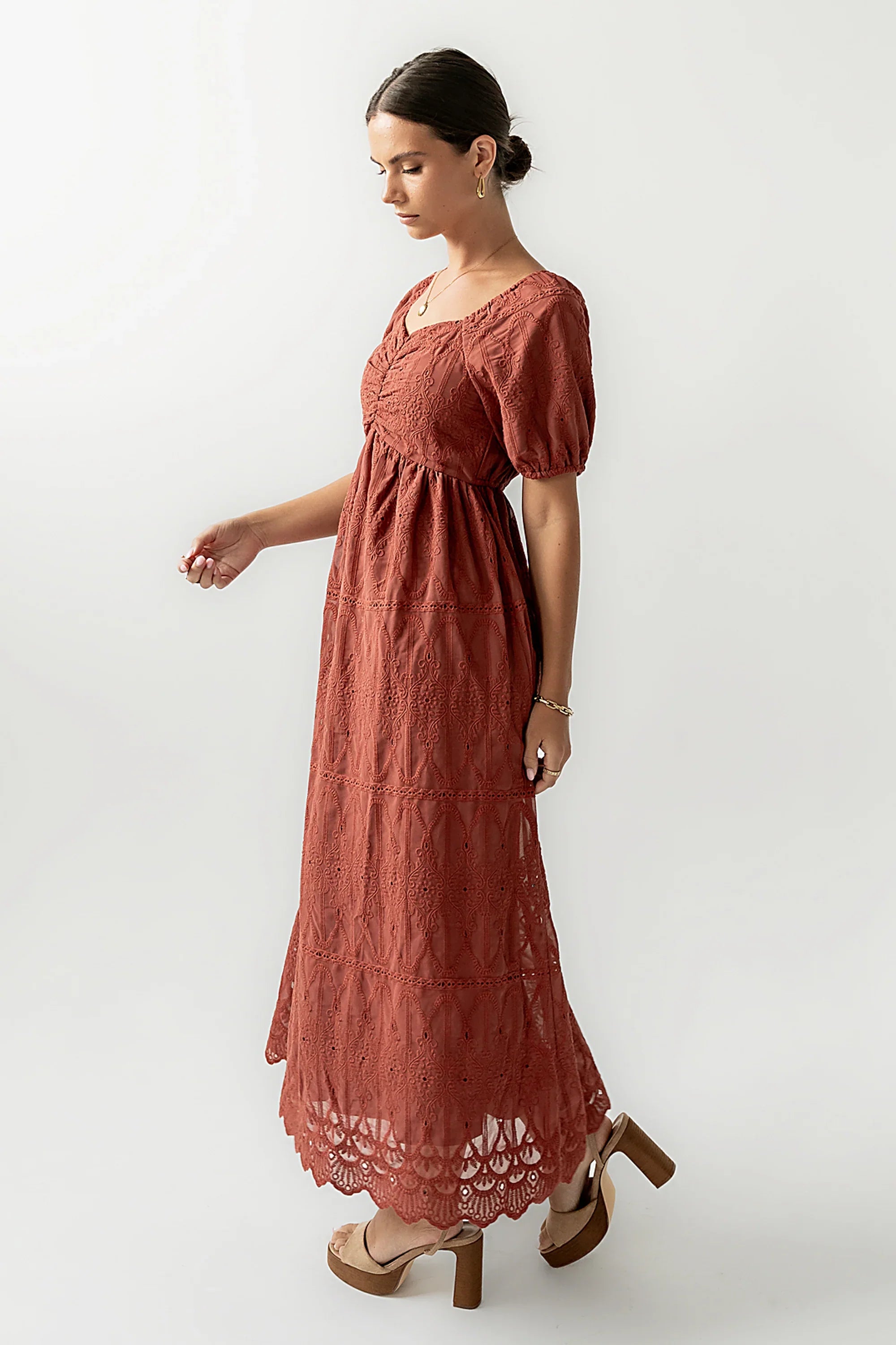 Luca Embroidered Maxi Dress in Dark Berry FINAL SALE