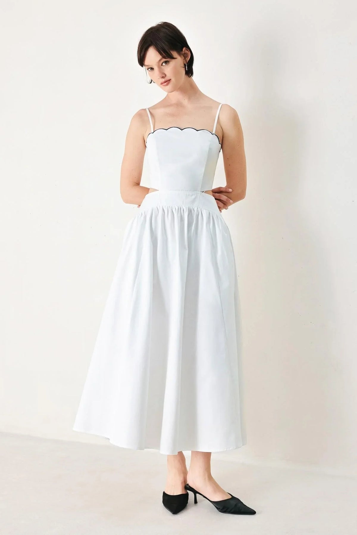 PURE ELEGANCE WHITE MIDI DRESS