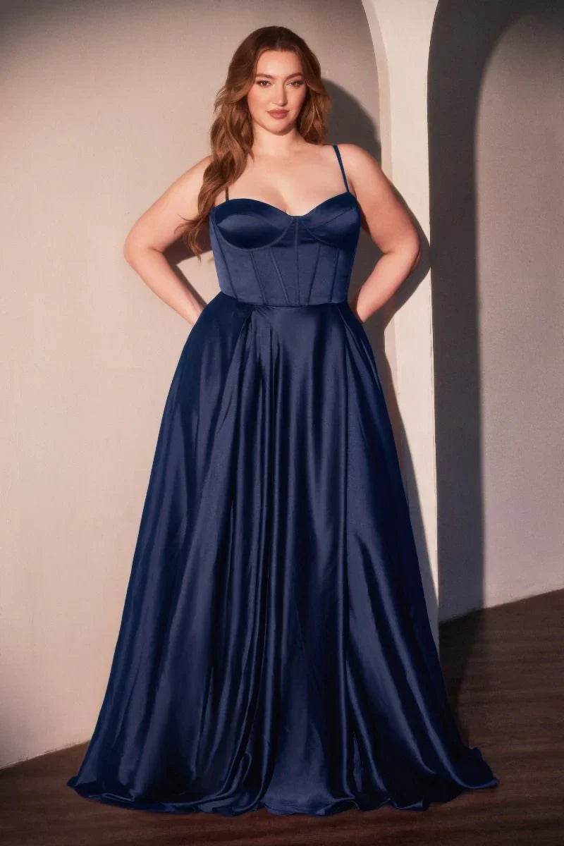 SELMA GOWN A LINE LUXE SATIN BUSTIER DRESS