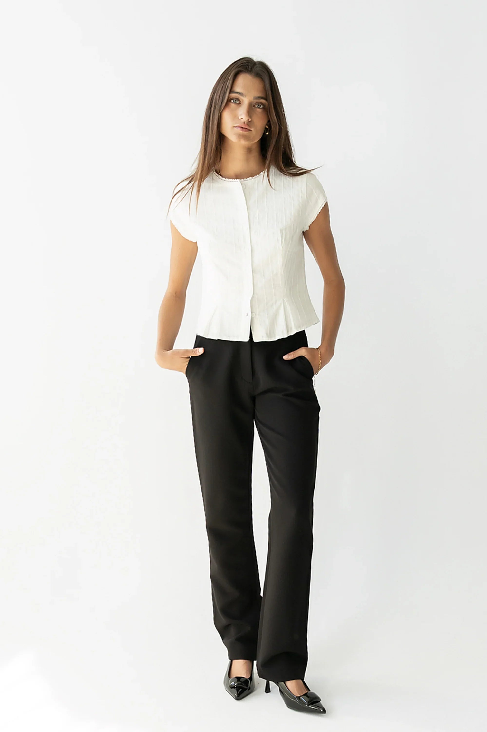 Montie Straight Leg Trousers in Black