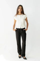Montie Straight Leg Trousers in Black