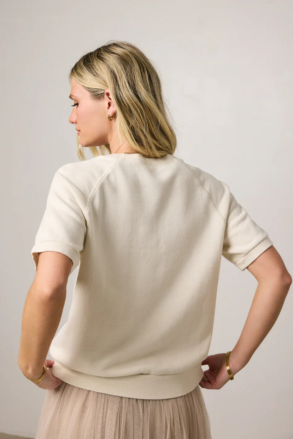 Pauly Short Sleeve Top in Cream