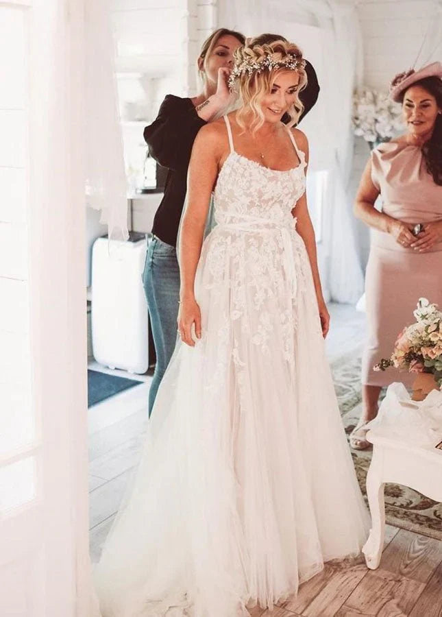 Boho Lace Wedding Dresses A Line Princess