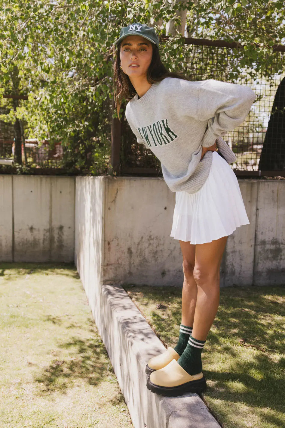 New York Crew Neck Sweater in Grey FINAL SALE