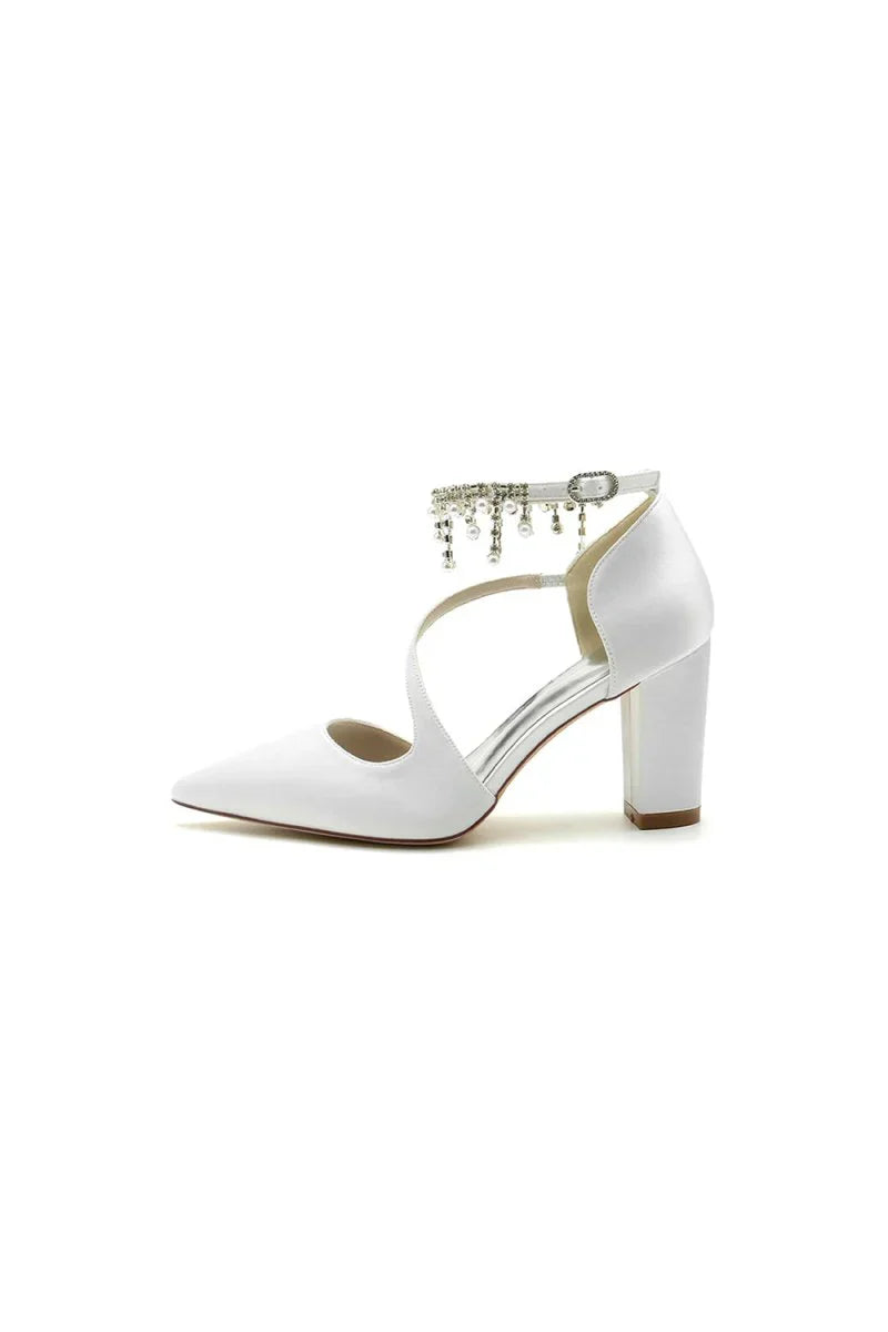 Pearl Tassel Block Heel Sandals