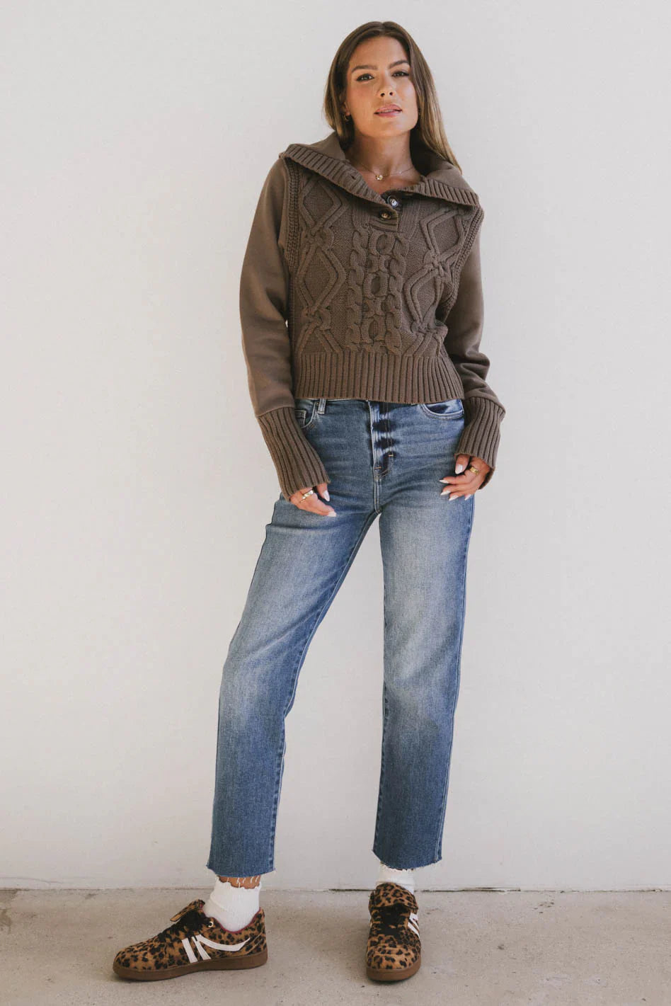 Irene Cable Knit Sweater in Olive FINAL SALE