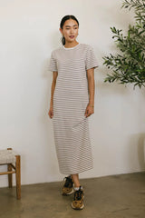 Hudson Striped T Shirt Dress in Cream FINAL SALE