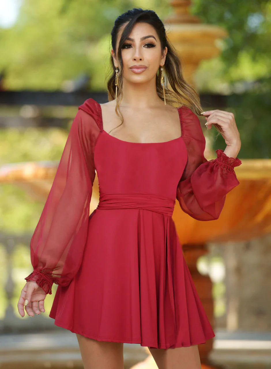Vera Two Way Mini Dress Deep Red