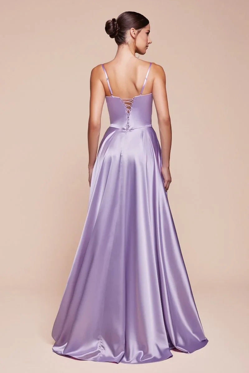 SELMA GOWN A LINE LUXE SATIN BUSTIER DRESS