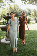 Amanda Lace Trim Maxi Dress in Light Sage FINAL SALE