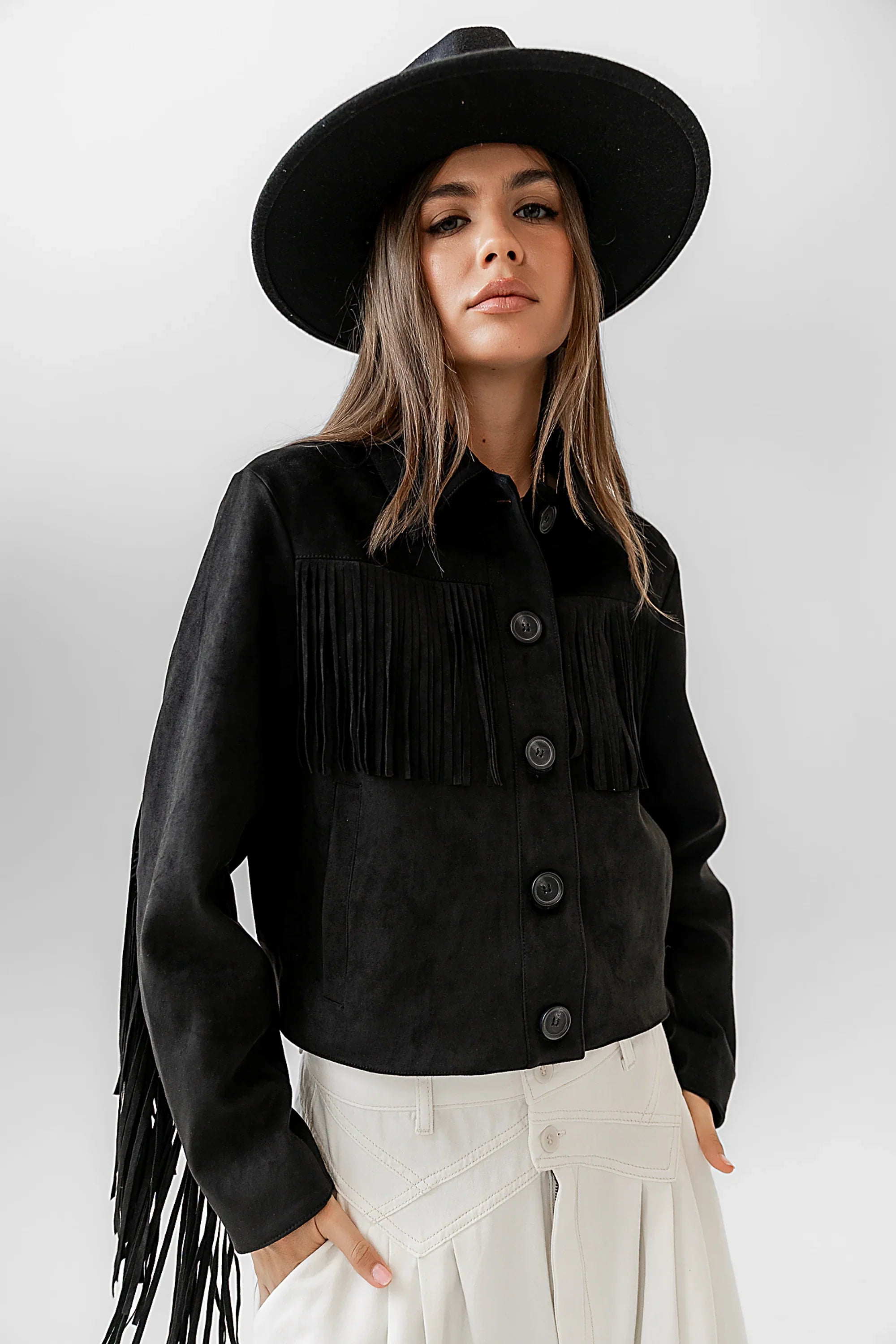 Bridget Fringe Jacket in Black