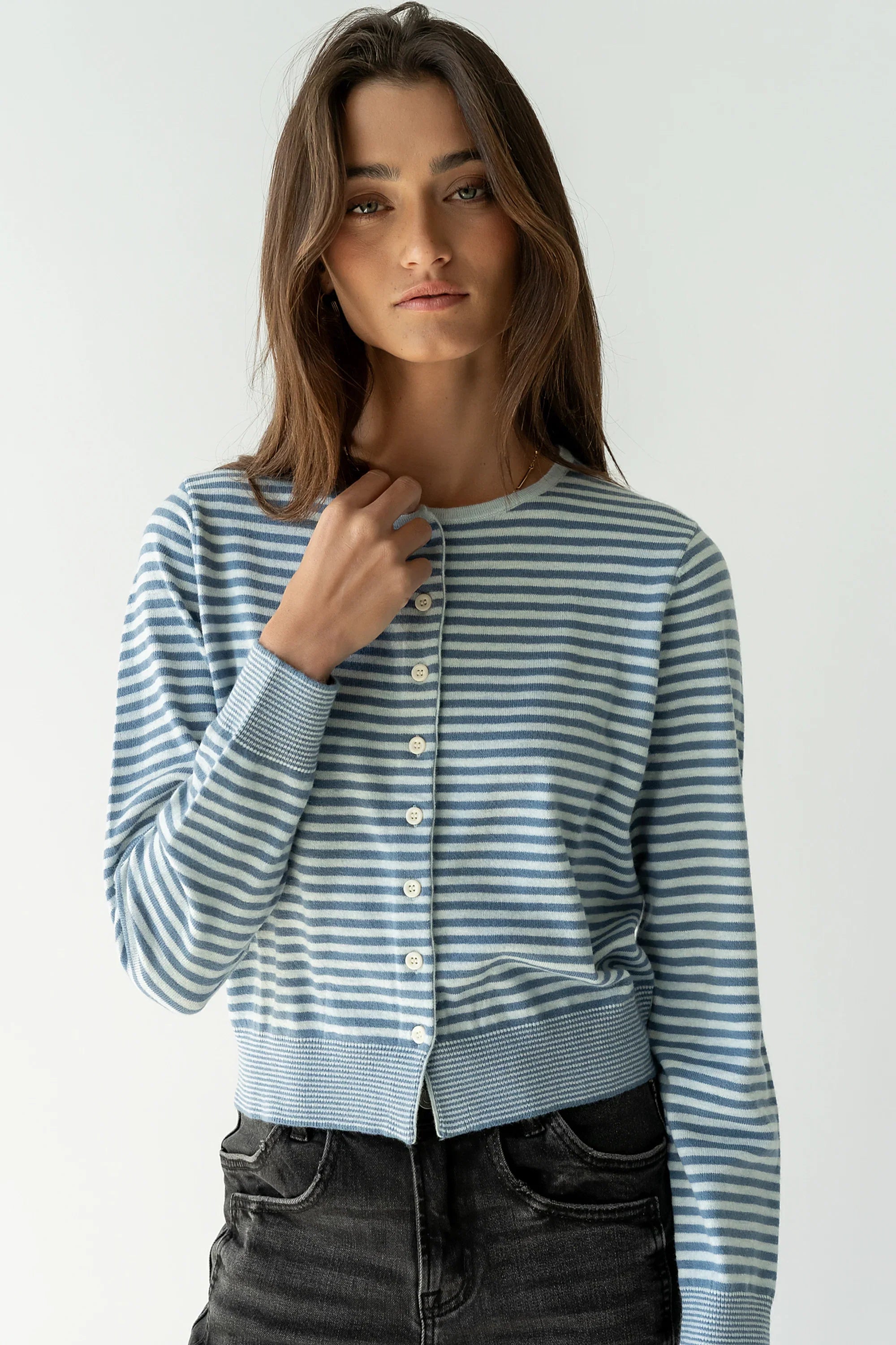 Edesse Striped Cardigan in Blue