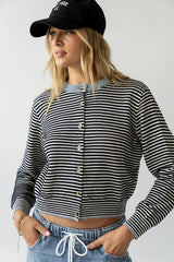 Josy Button Front Cardigan in Dusty Blue