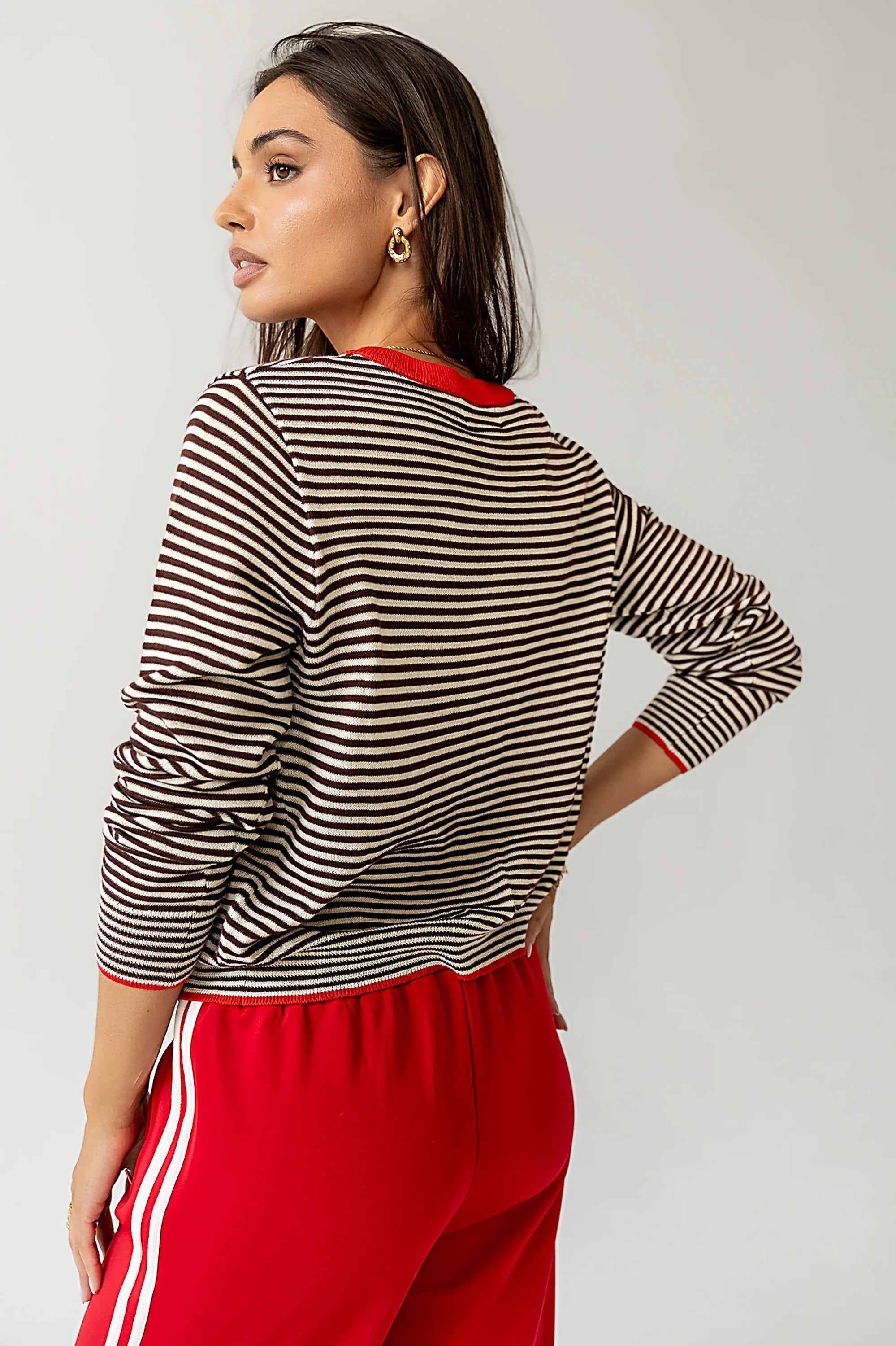 Josy Button Front Cardigan in Red FINAL SALE