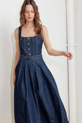 MOONLIGHT SERENADE DARK DENIM MIDI DRESS