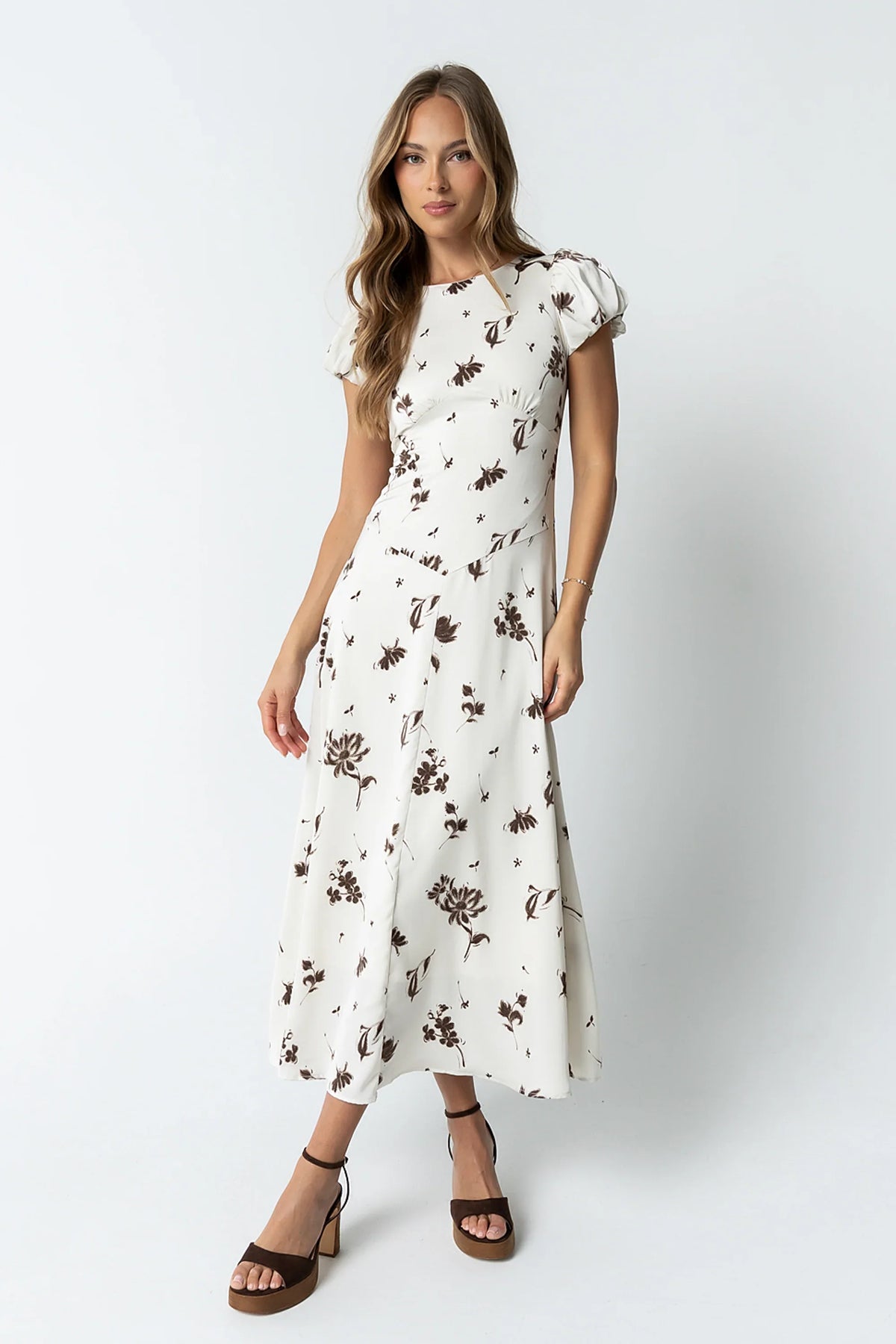 Jenna Floral Maxi Dress in Off White